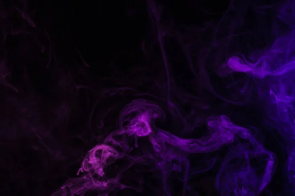 Purple smoky curves on black background — Stock Photo