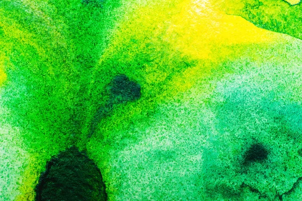 Top view of yellow and green watercolor spills with copy space — Stock Photo