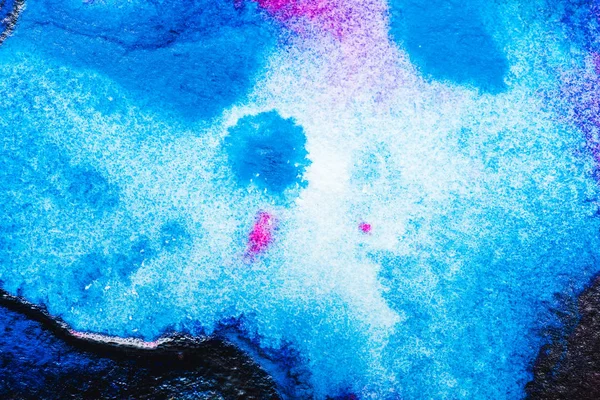 Top view of blue, white and pink watercolor spills with copy space — Stock Photo