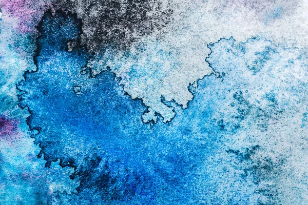 Top view of blue and grey watercolor spills with copy space — Stock Photo
