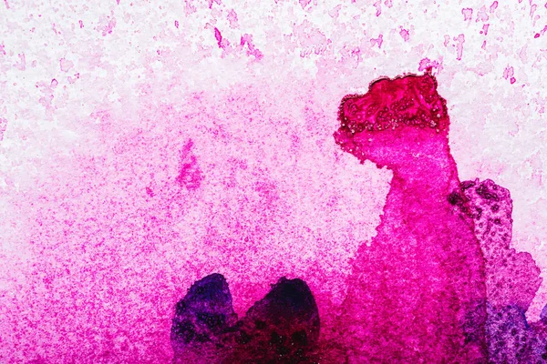 Top view of pink watercolor spill on white paper — Stock Photo