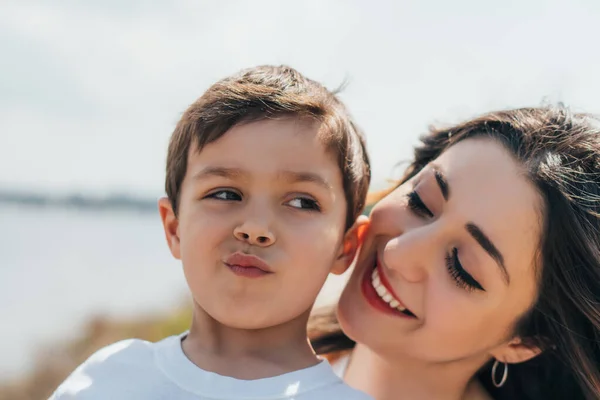 Smiling Woman Looking Adorable Son — Stock Photo, Image