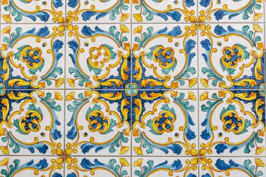 Traditional ornate italian decorative ceramic tiles from Vietri, colorful background clipart