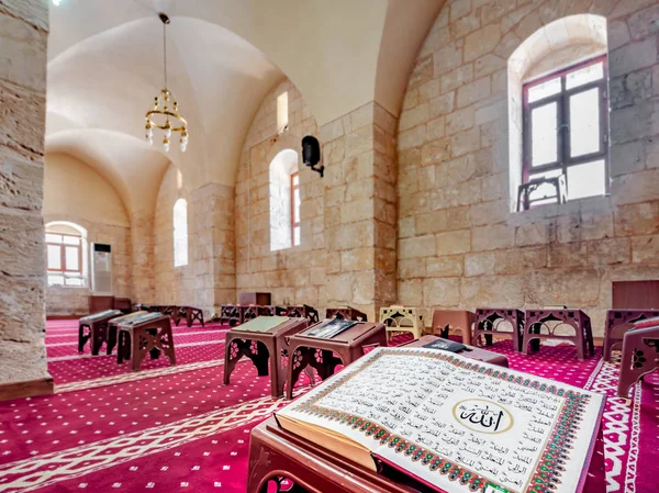 Vista Interior Mezquita Ulu Grande Con Vista Corán Libro Acebo — Foto de Stock