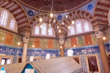 İç görünüm olan efsanevi Türk Sultan Süleyman Süleymaniye Camii, Istanbul.04 Haziran, 2017 yılında karısı Sultan mezarı Hürrem (Roksolana)