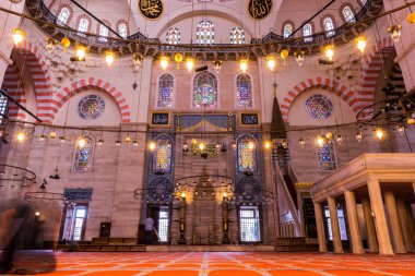 Süleymaniye Camii, Istanbul 'un en büyük Camii iç detay görünümünü 1550-1580 04 Haziran 2017 baş Osmanlı mimarı Mimar Sinan.Istanbul, Türkiye'de tasarım tarafından yaptırılmıştır