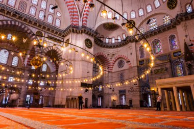 Süleymaniye Camii, Istanbul 'un en büyük Camii iç detay görünümünü 1550-1580 04 Haziran 2017 baş Osmanlı mimarı Mimar Sinan.Istanbul, Türkiye'de tasarım tarafından yaptırılmıştır
