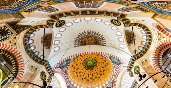 Εσωτερική Διακόσμηση Και Έργα Τέχνης Από Τζαμί Σουλεϊμάνιγιε Τοίχους Οροφή — Φωτογραφία Αρχείου