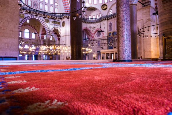 Vue Détaillée Intérieur Mosquée Suleymaniye Grande Mosquée Istanbul Été Construite — Photo