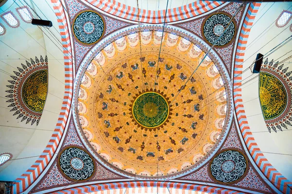Decoração Interiores Obras Arte Mesquita Suleymaniy Paredes Teto Cúpulas Decoradas — Fotografia de Stock