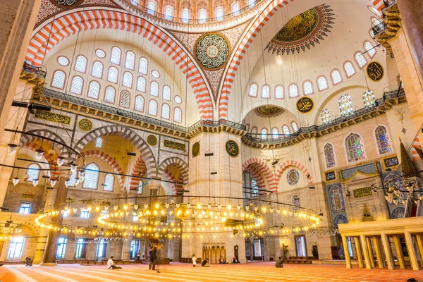 Vista Detalle Interior Mezquita Suleymaniye Mezquita Más Grande Estambul Fue — Foto de Stock