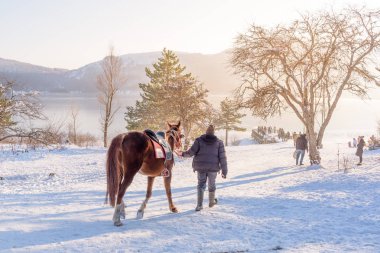 İnsanlar ziyaret edin ve Abant Gölü gölcük Milli Parkı ' Bolu,Turkey.27 Ocak 2018 keşfedin