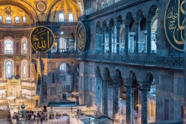 Ayasofya'nın görünümünü iç detaylı, Yunan Ortodoks Hıristiyan Patriklik Bazilikası veya kilise 537 Ad, daha sonra İmparatorluk Camii ve şimdi Müzesi, Istanbul, Türkiye, Mart, 11 2017 yılında yaptırılmıştır.