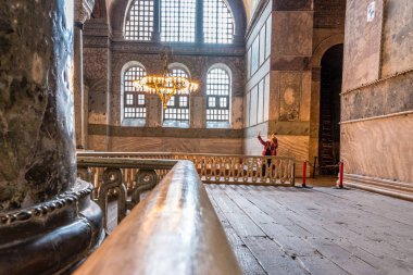 Ayasofya'nın görünümünü iç detaylı, Yunan Ortodoks Hıristiyan Patriklik Bazilikası veya kilise 537 Ad, daha sonra İmparatorluk Camii ve şimdi Müzesi, Istanbul, Türkiye, Mart, 11 2017 yılında yaptırılmıştır.
