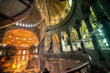 Ayasofya'nın görünümünü iç detaylı, Yunan Ortodoks Hıristiyan Patriklik Bazilikası veya kilise 537 Ad, daha sonra İmparatorluk Camii ve şimdi Müzesi, Istanbul, Türkiye, Mart, 11 2017 yılında yaptırılmıştır.