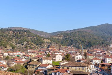 Yüksek çözünürlük panoramik görünümü, geleneksel, eski ve tarihi Anadolu Sakarya Turkey.27 Tarakli tarihi İlçesi'nde Ocak 2018 evler