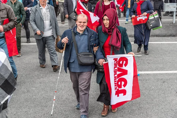 Příznivci Akp Strana Spravedlnosti Rozvoje Křičet Slogany Mávat Strany Vlajky — Stock fotografie