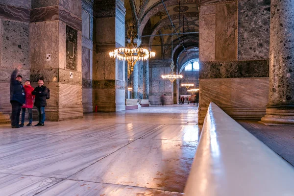 stock image People explore Hagia Sophia Greek Orthodox Christian patriarchal basilica or church later imperial mosque, and now museum in Istanbul, Turkey,March,11 2017.