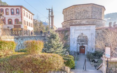 Exterior view of Yildrim Bayezid Hammam,Turkish Bath, in Mudurnu district,Bolu Turkey.27 January 201 clipart