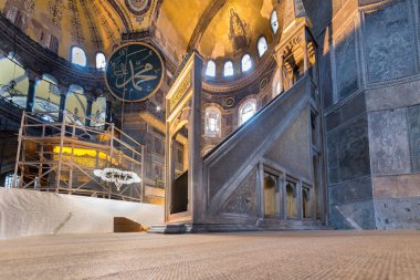 Ayasofya'nın görünümünü iç detaylı, Yunan Ortodoks Hıristiyan Patriklik Bazilikası veya kilise 537 Ad, daha sonra İmparatorluk Camii ve şimdi Müzesi, Istanbul, Türkiye, Mart, 11 2017 yılında yaptırılmıştır.
