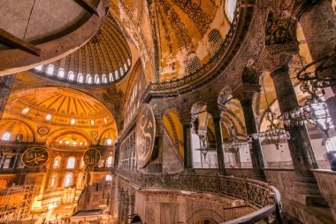 Ayasofya'nın görünümünü iç detaylı, Yunan Ortodoks Hıristiyan Patriklik Bazilikası veya kilise 537 Ad, daha sonra İmparatorluk Camii ve şimdi Müzesi, Istanbul, Türkiye, Mart, 11 2017 yılında yaptırılmıştır.