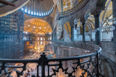 Ayasofya'nın görünümünü iç detaylı, Yunan Ortodoks Hıristiyan Patriklik Bazilikası veya kilise 537 Ad, daha sonra İmparatorluk Camii ve şimdi Müzesi, Istanbul, Türkiye, Mart, 11 2017 yılında yaptırılmıştır.