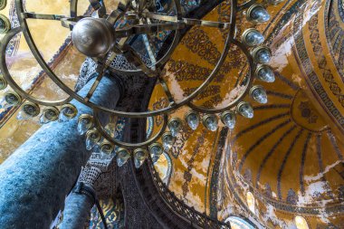 Ayasofya'nın görünümünü iç detaylı, Yunan Ortodoks Hıristiyan Patriklik Bazilikası veya kilise 537 Ad, daha sonra İmparatorluk Camii ve şimdi Müzesi, Istanbul, Türkiye, Mart, 11 2017 yılında yaptırılmıştır.
