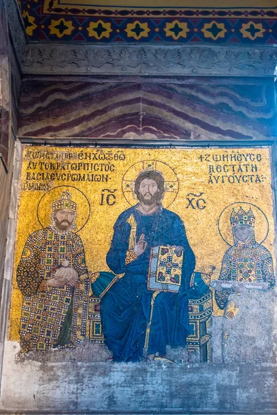 Mosaico Bizantino Jesus Cristo Está Sentado Trono Com Imperatriz Zoé — Fotografia de Stock