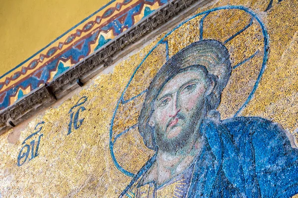 Jesus Cristo Pantocrator Detalhe Deese Mosaico Bizantino Hagia Sophia Basílica — Fotografia de Stock