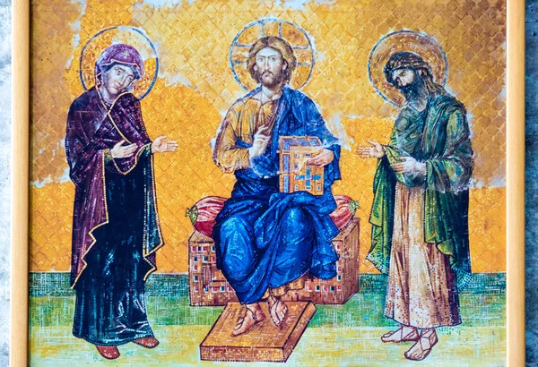 Jesus Kristus Pantocrator Detalj Från Deesis Bysantinsk Mosaik Hagia Sophia — Stockfoto