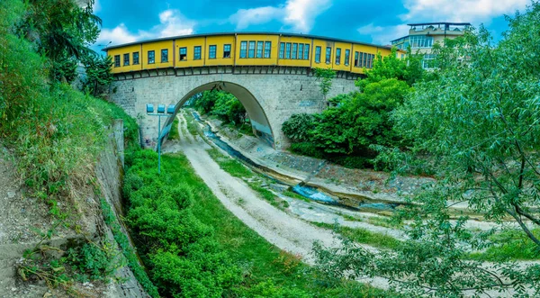 Υψηλή Ανάλυση Πανοραμική Θέα Προς Την Ιστορική Γέφυρα Του Irgandi — Φωτογραφία Αρχείου