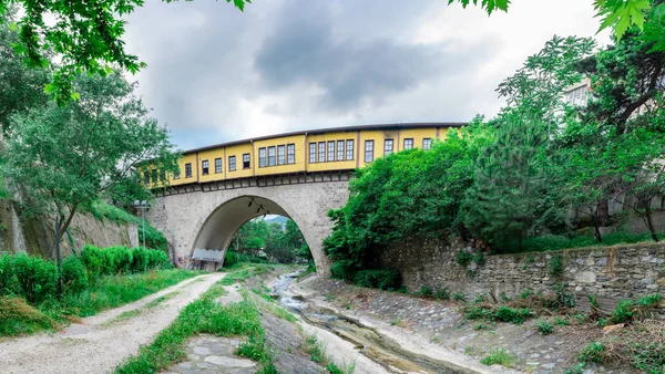 Wysokiej Rozdzielczości Panoramicznym Widokiem Zabytkowego Mostu Irgandi Bursa Turkey Maja — Zdjęcie stockowe