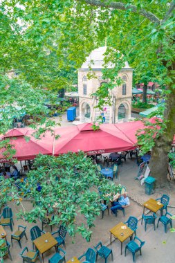 Bursa,Turkey.20 Mayıs 2018 yılında tarihi Koza Han(Silk Bazaar) avlusu görünümünü