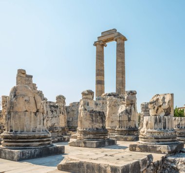 Didim, Didim, Aydın ilinin, Avrupa nın arkeolojik alanda Apollon Tapınağı, muhteşem mermer sütun sütun görünümünü.