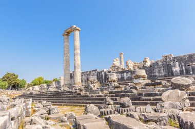 Didim, Didim, Aydın ilinin, Avrupa nın arkeolojik alanda Apollon Tapınağı, muhteşem mermer sütun sütun görünümünü.