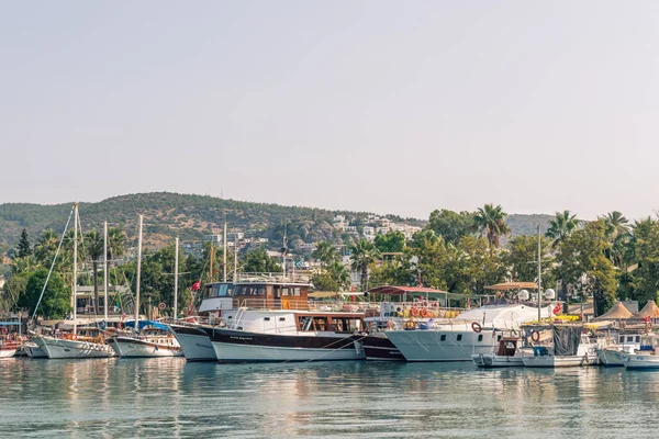 Pohled Mořské Luxusní Jachty Plachetnice Jachty Přístavu Bodrum Bodrum Turkey — Stock fotografie