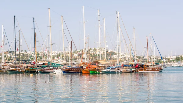 Vista Marina Con Yates Lujo Yates Vela Puerto Bodrum Bodrum — Foto de Stock