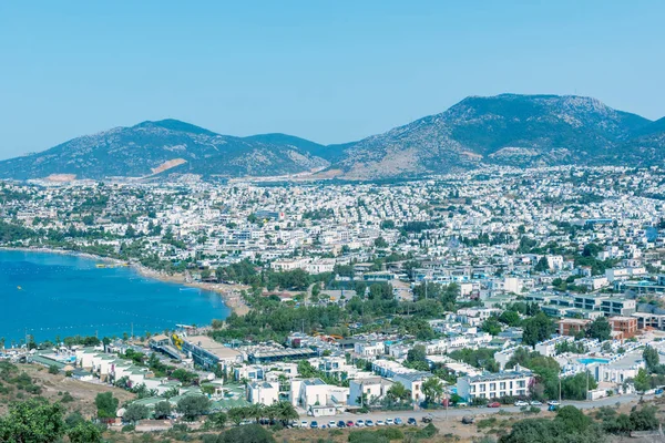 Cityscape Aerial View Typical Aegean Architecture Houses Marine Yachts Harbor — Stock Photo, Image