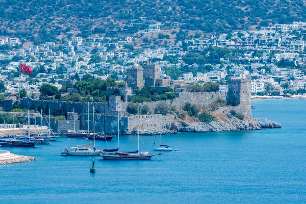 Aerial View Castle Peter Bodrum Castle Marine Yachts Bodrum Harbor — Stock Photo, Image