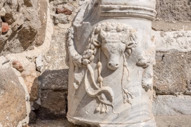 Bodrum Kalesi, Türkiye'de bir antik Roma mermer boğa embossment detay.