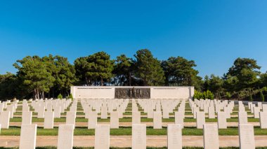 Yüksek çözünürlük panoramik akbaş Şehitler Mezarlığı ve Anıtı Canakkale,Turkey.Turkey, Çanakkale, 18 Ağustos 2017
