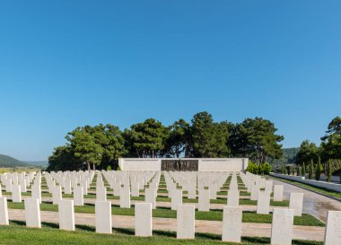 Yüksek çözünürlük panoramik akbaş Şehitler Mezarlığı ve Anıtı Canakkale,Turkey.Turkey, Çanakkale, 18 Ağustos 2017