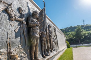 Askerlerin bir Osmanlı (Türk), akbaş Şehitler Mezarlığı ve Anıtı Canakkale,Turkey.Turkey, Çanakkale, 18 Ağustos 2017 yılında anıt