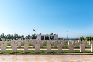 Yüksek çözünürlük panoramik akbaş Şehitler Mezarlığı ve Anıtı Canakkale,Turkey.Turkey, Çanakkale, 18 Ağustos 2017