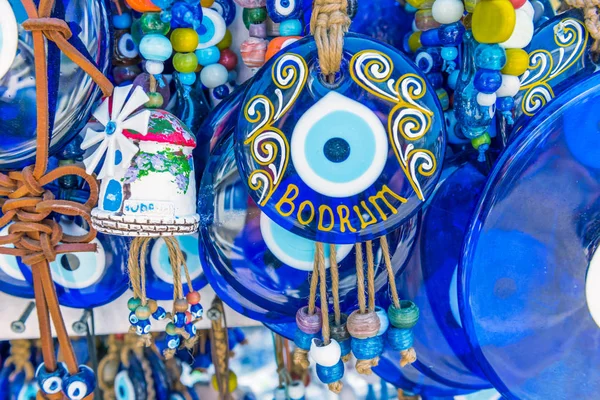 Diferentes Tipos Recuerdos Azules Sobre Ciudad Bodrum Destino Popular Mugla — Foto de Stock