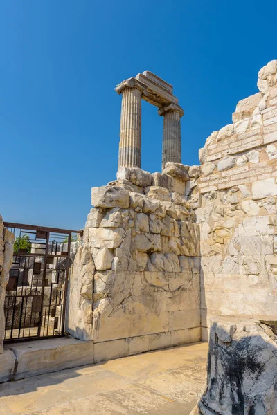 Vue Des Piliers Magnifiques Colonne Marbre Temple Apollon Zone Archéologique — Photo