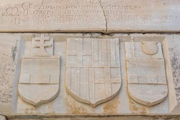 Kreuz Und Andere Zeichen Die Die Wand Der Antiken Römischen — Stockfoto