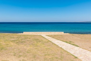 Stone memorial on the beach at Anzac Cove in Gallipoli where allied troops fought in World War 1 in Canakkale Turkey clipart