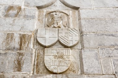 St. Peter Kalesi veya Bodrum Kalesi, Türkiye antik Roma mermer heykel duvara oyulmuş haç ve diğer işaretler.