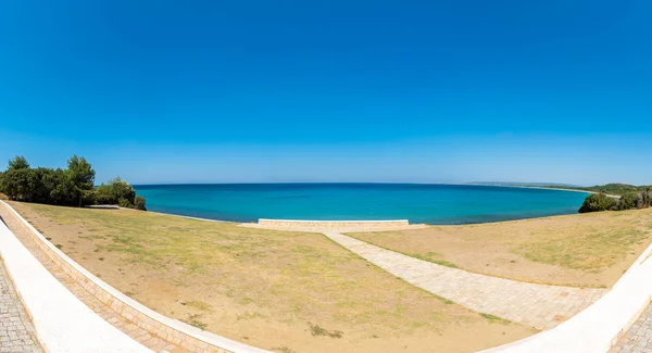 Vysoké Rozlišení Panoramatický Pohled Pamětní Kámen Pláži Anzac Cove Gallipoli — Stock fotografie